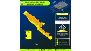 Prakiraan Cuaca Bengkulu, 4 Mei 2026: Sejumlah Wilayah Berpotensi Hujan Sedang Hingga Lebat Disertai Kilat/petir dan Angin Kencang