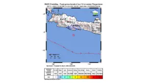 Gempa M 4,6 Guncang Selatan Pangandaran, Jawa Barat