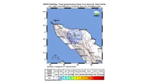 Gempa M 4,2 Guncang Barat Bener Meriah, Aceh