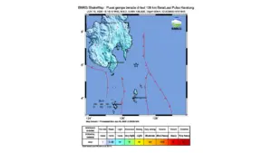 Gempa M 6,2 Guncang BaratLaut Pulau Karatung, Sulawesi Utara