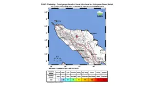 Gempa M 3,0 Guncang Barat Laut Bener Meriah, Aceh