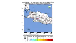 Gempa M 3,5 Guncang Barat Daya Cianjur, Jawa Barat