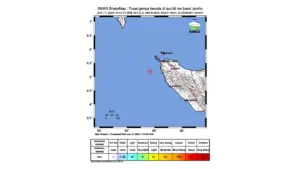 Gempa M 3,9 Guncang Laut Barat Jantho, Aceh