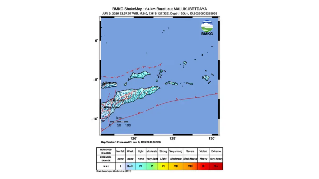 Gempa M 6,0 Guncang Barat Laut Maluku Barat Daya, Maluku
