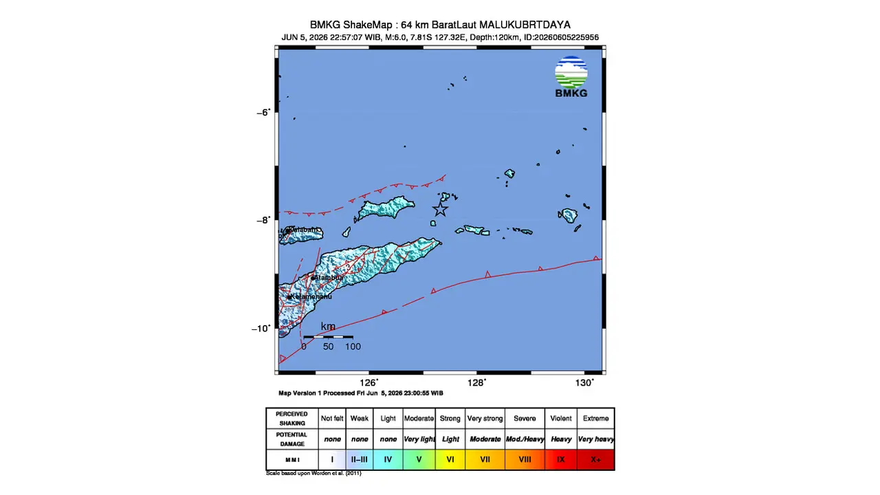 Gempa M 6,0 Guncang Barat Laut Maluku Barat Daya, Maluku